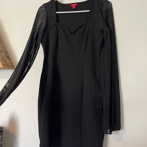 Guess Los Angeles black sweetheart sheer sleeve mini dress size medium